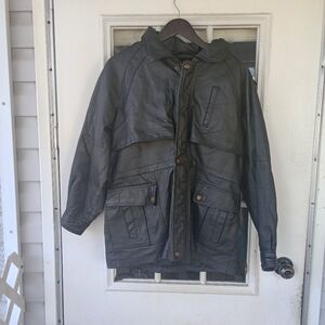 Lion Force Genuine Leather Snap And Zip Full Coat Sz XL(18)